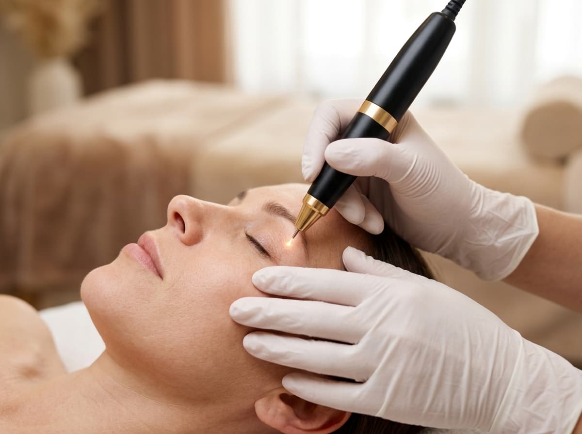 Aplicação clínica de Jato de Plasma com caneta de precisão na região dos olhos